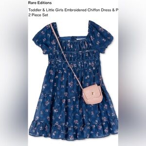 Rare Editions Blue Floral Chiffon Dress